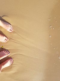 Low section of woman standing on beach