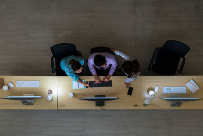 High angle view of laptop on table