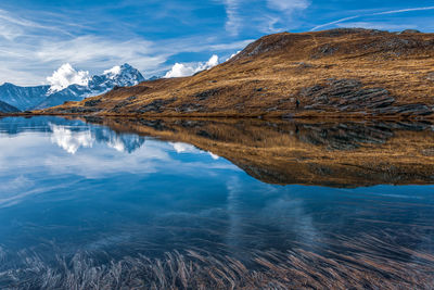 The riffelsee, a lake near zermatt. switzerland.