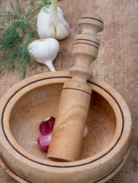 Close-up of bread on wooden table