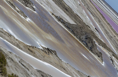 High angle view of road along snow covered land