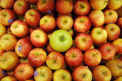 Full frame shot of apples on market stall