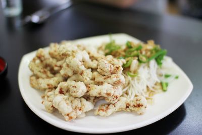 Close-up of food served in plate