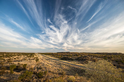 Panoramic shot of land road against sky
