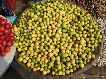 High angle view of fruits for sale at market stall