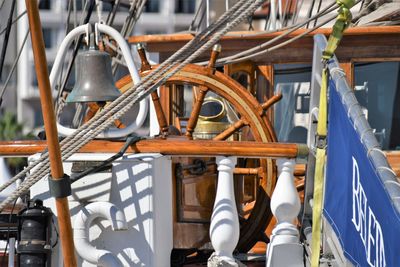 Close-up of ship in a row