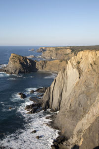 Scenic view of sea against clear sky