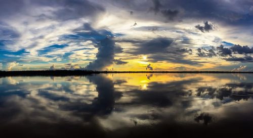 Reflection of clouds in sky