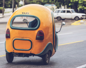 Vintage taxi on street