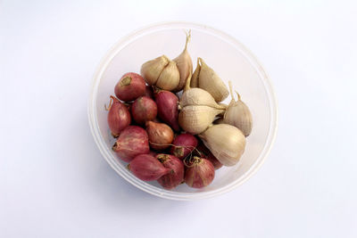 High angle view of fruits in plate