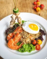 Close-up of fried rice served in plate