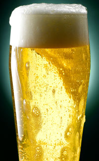 Close-up of beer glass