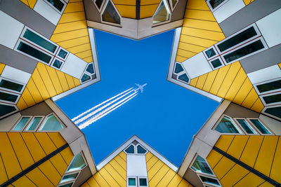 Low angle view of modern cube buildings