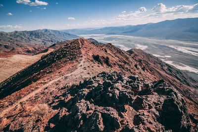 Aerial view of landscape against cloudy sky