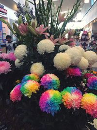 Close-up of flowers in store for sale