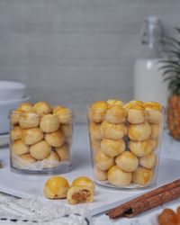 Close-up of food on table, nastar cookies, pineapple tarts or nanas tart