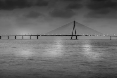 Suspension bridge over river