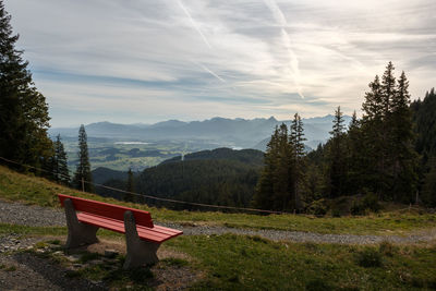 Built structure on landscape against sky