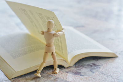Close-up of book on table