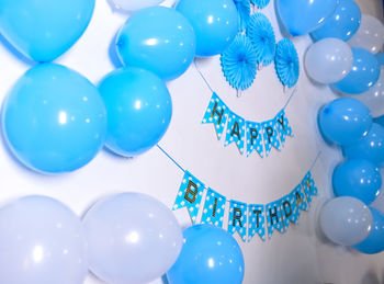 High angle view of multi colored balloons