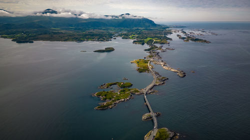 Aerial view of atlantic road in norway