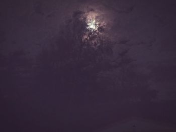 Low angle view of moon in sky at night