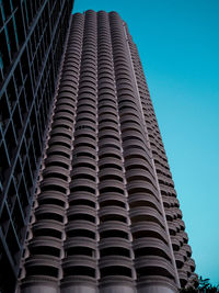 Low angle view of modern building against clear sky