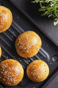 Freshly baked buns for burgers