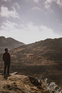 Man and mountains. 