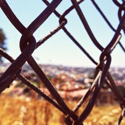 Close-up of barbed wire fence