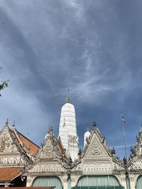 Low angle view of temple building against sky