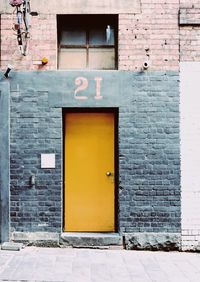 Closed door of building