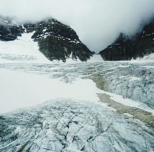 Scenic view of snow covered mountains