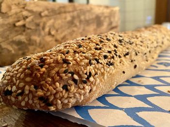 Close-up of bread on table