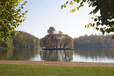 Scenic view of lake against clear sky