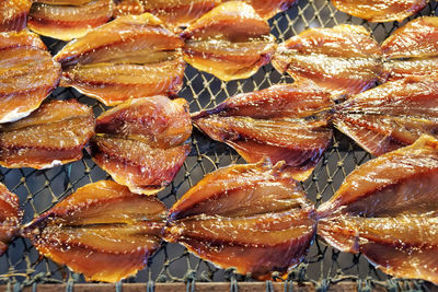 Full frame shot of fish meat for sale in market