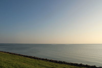 Scenic view of sea against clear sky