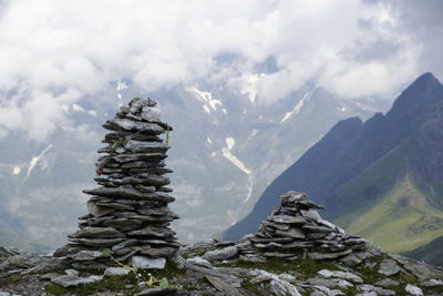 Stack of rock against sky