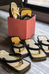 Close-up of eyeglasses on table