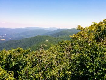 Scenic view of mountains against clear sky