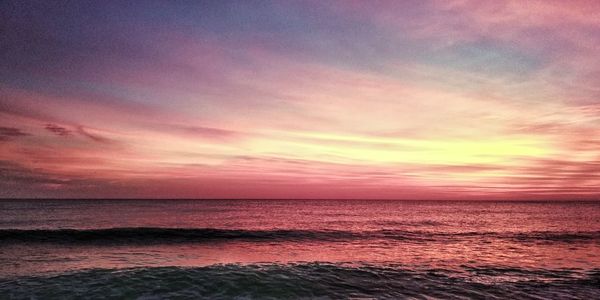 Scenic view of sea against sky at sunset