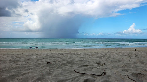 Scenic view of beach against sky