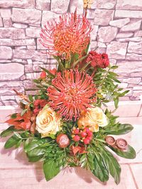 High angle view of bouquet