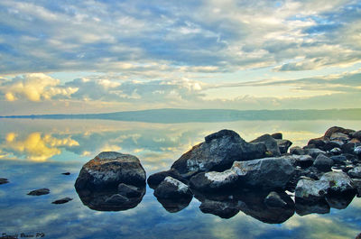 Close-up of rocks against sky