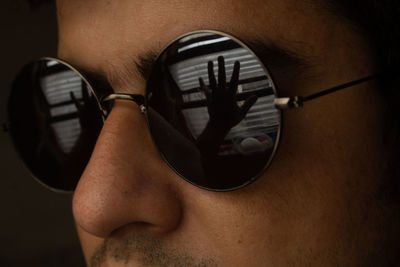 Close-up of man wearing sunglasses