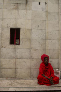 Close-up of red wall