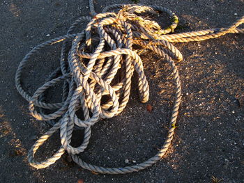 Close-up high angle view of rope