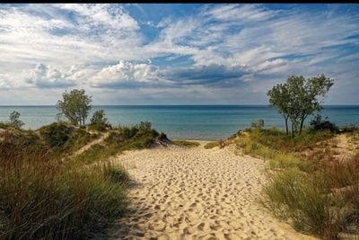Scenic view of beach against sky