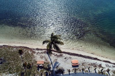 High angle view of people on beach