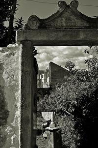 Low angle view of old building against sky